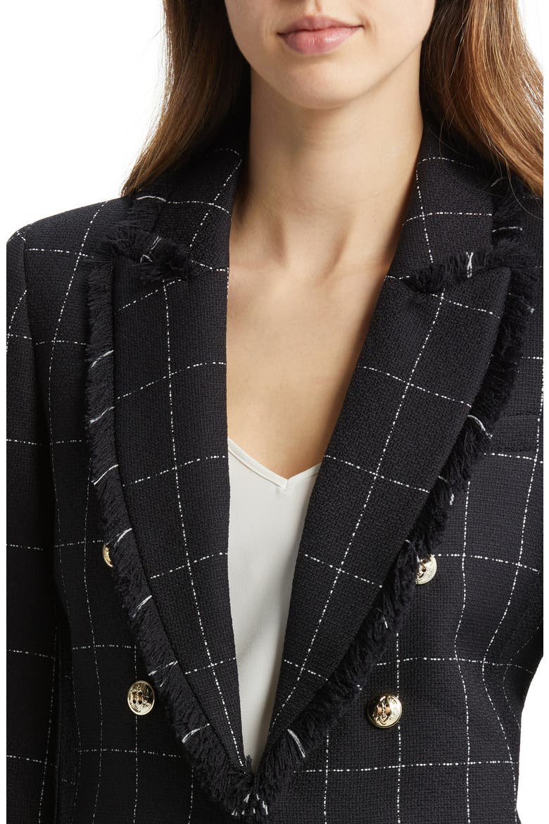 Plaid Fringe Jacket & Skirt, Alternate, color, BLACK/ IVORY