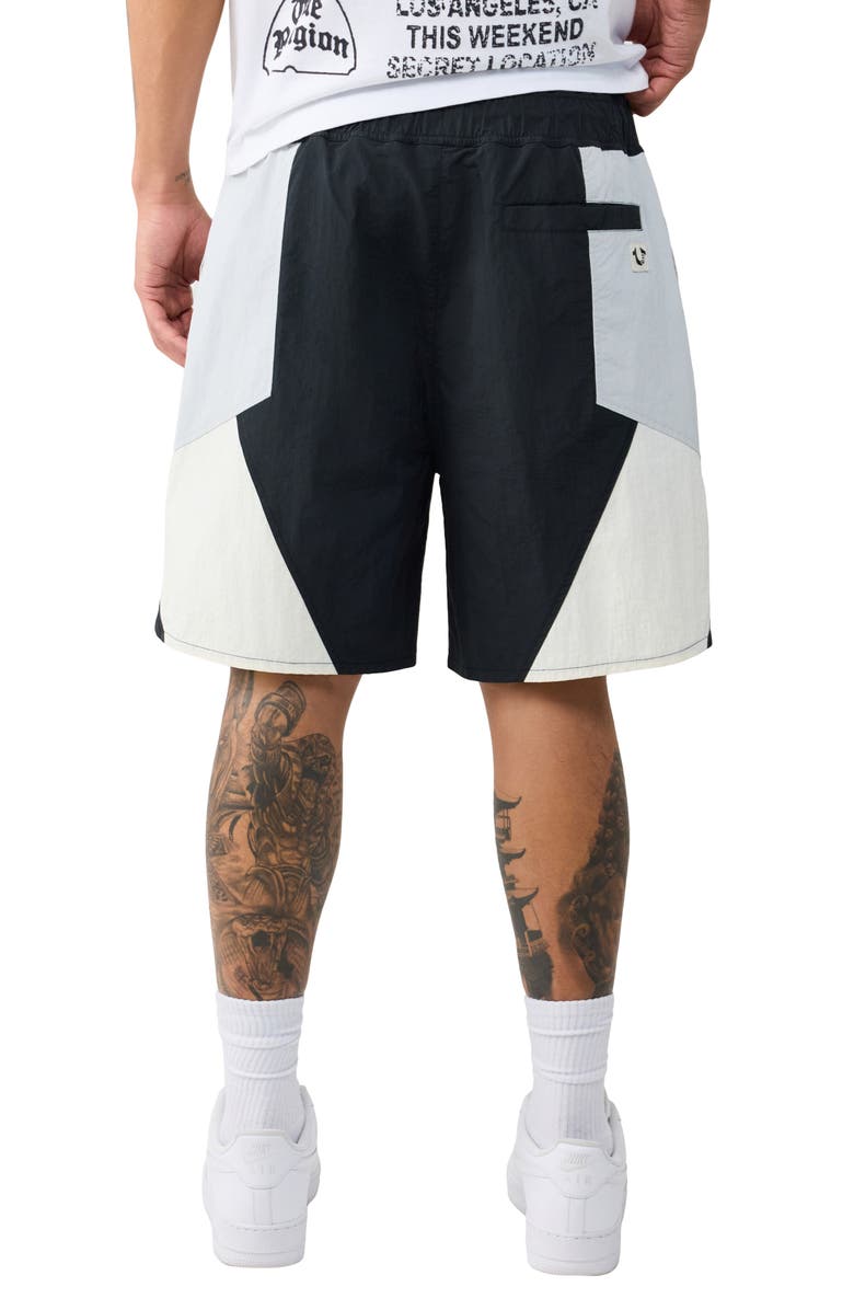 True Religion Contrast Panel Track Shorts, Alternate, color, Jet Black