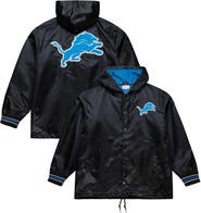 Mitchell & Ness Men's Mitchell & Ness Black Detroit Lions Downtown Satin Full-Snap Hooded Jacket