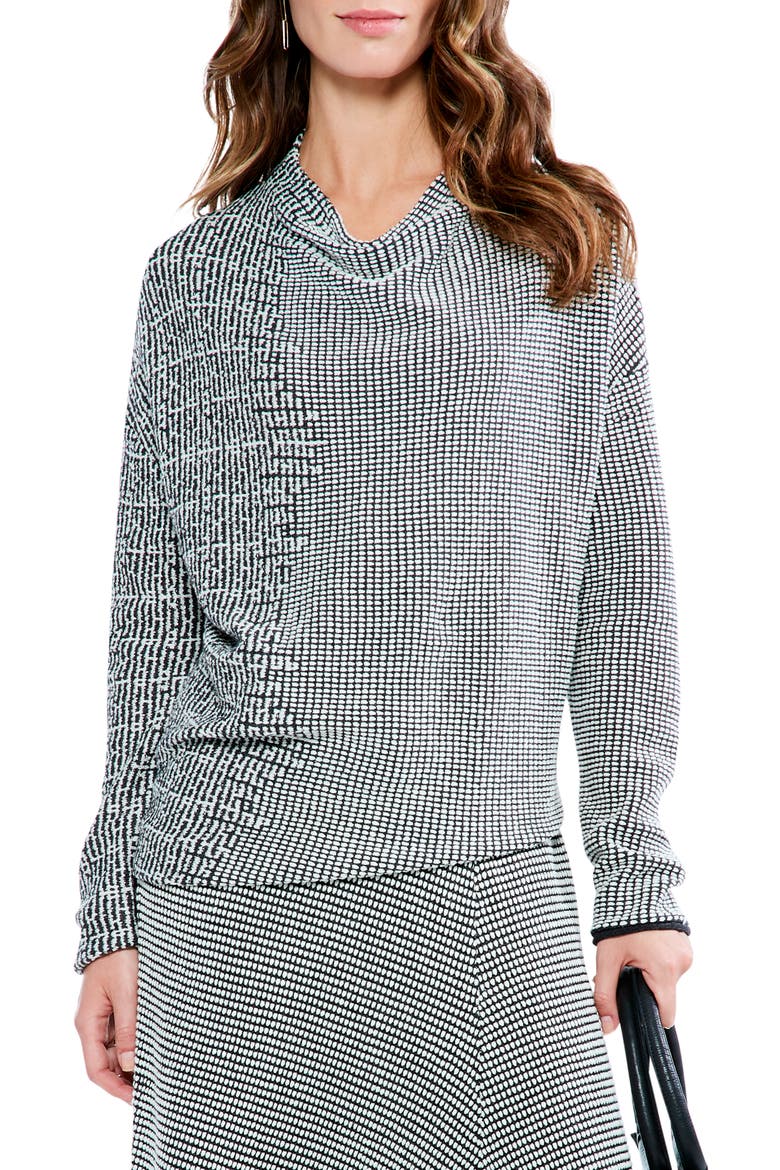Pixel Cowl Neck Cotton Blend Sweater, Main, color, BLACK MULTI