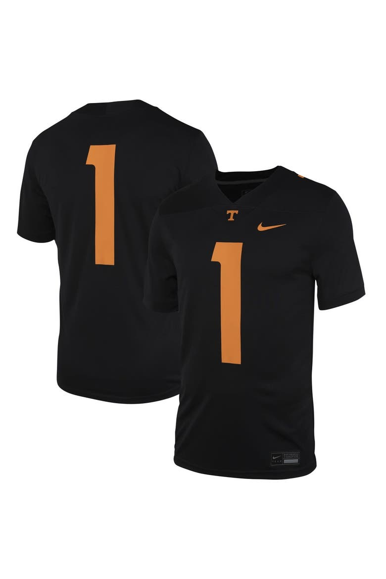Men's Nike #1 Black Tennessee Volunteers Dark Mode Game Jersey, Alternate, color, Black