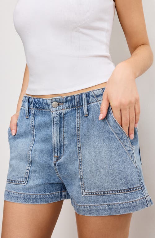 Good American Womens Indigo786 Drawstring Patch-pockets Denim-blend Shorts