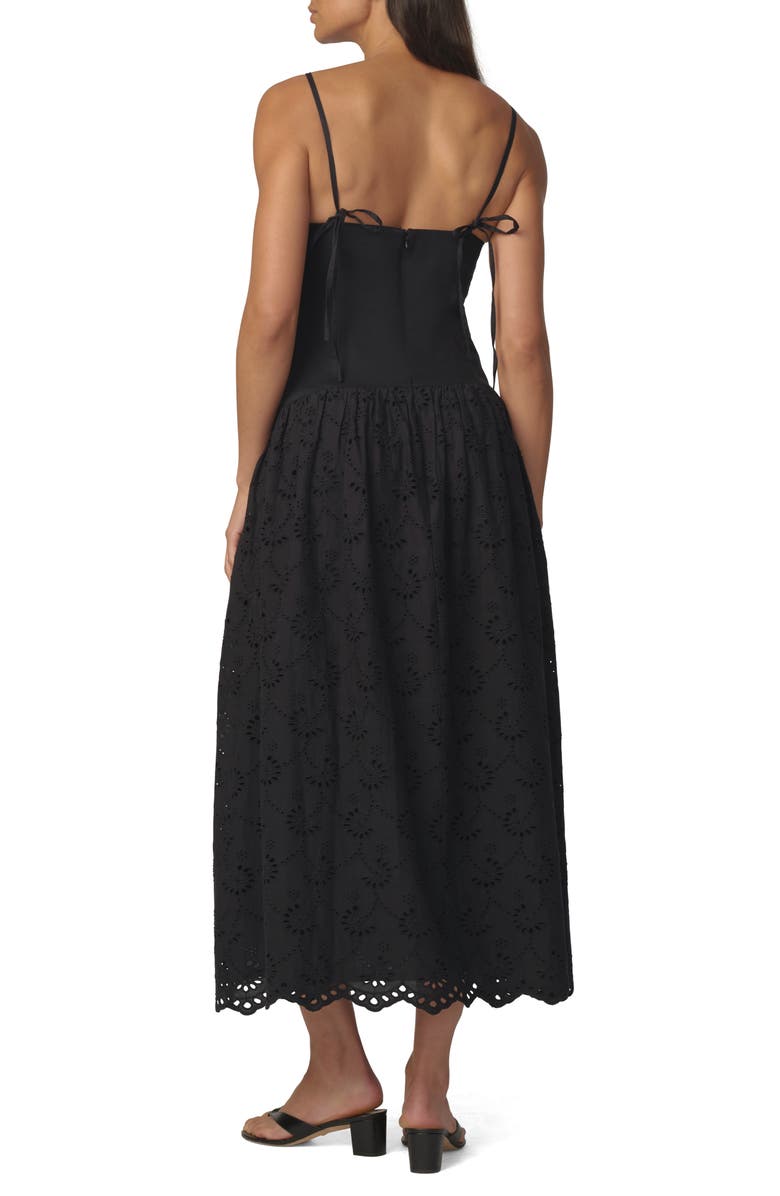 Joe's The Mara Eyelet Detail Cotton Midi Dress, Alternate, color, Black
