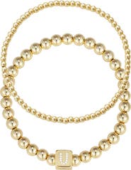 Adornia Set of 2 Gold Plated Stretch Bracelets