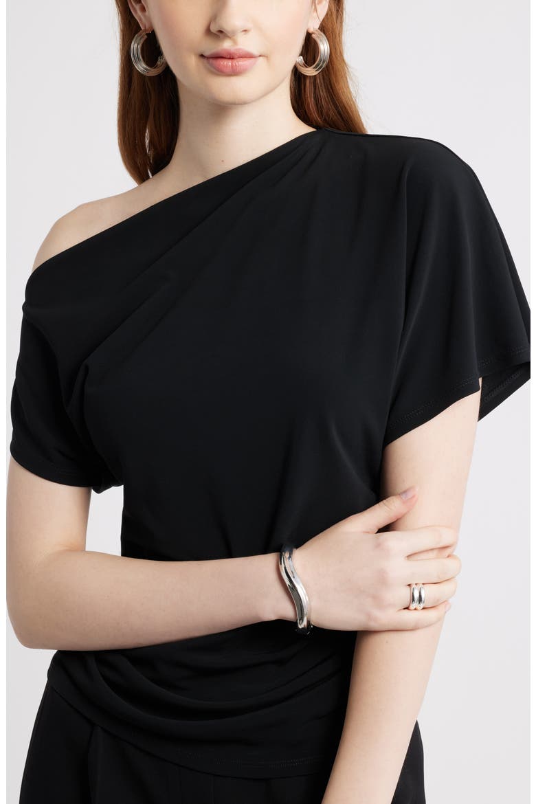 One Shoulder Drape Knit Top, Alternate, color, BLACK
