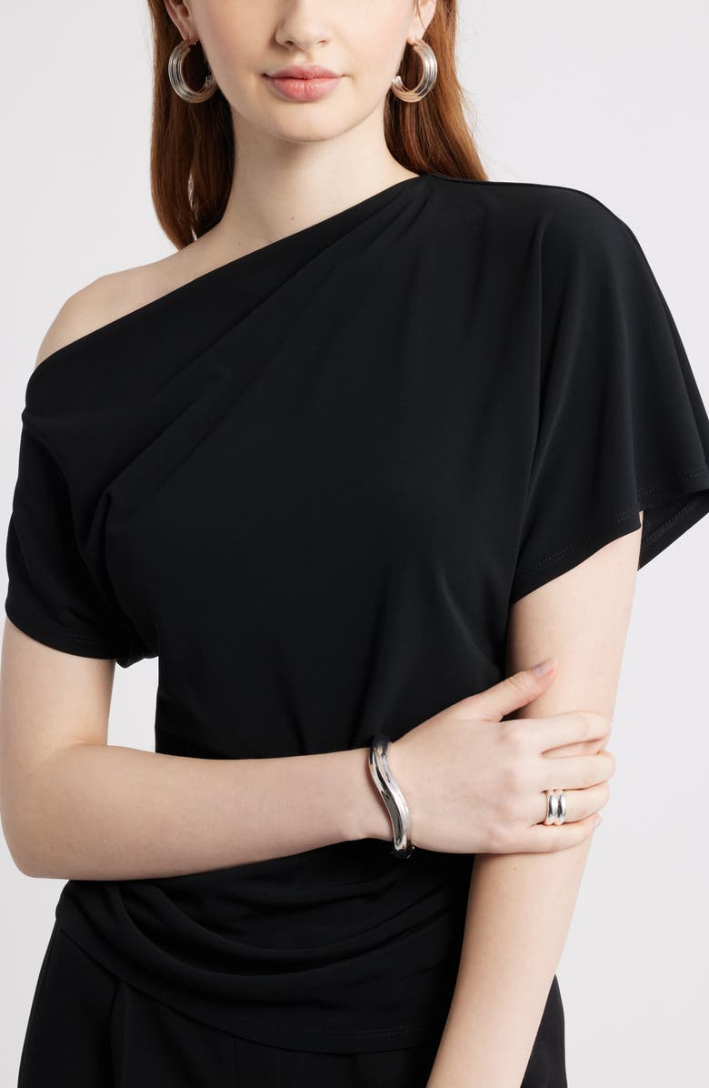 Nordstrom One Shoulder Drape Knit Top, Alternate, color, Black