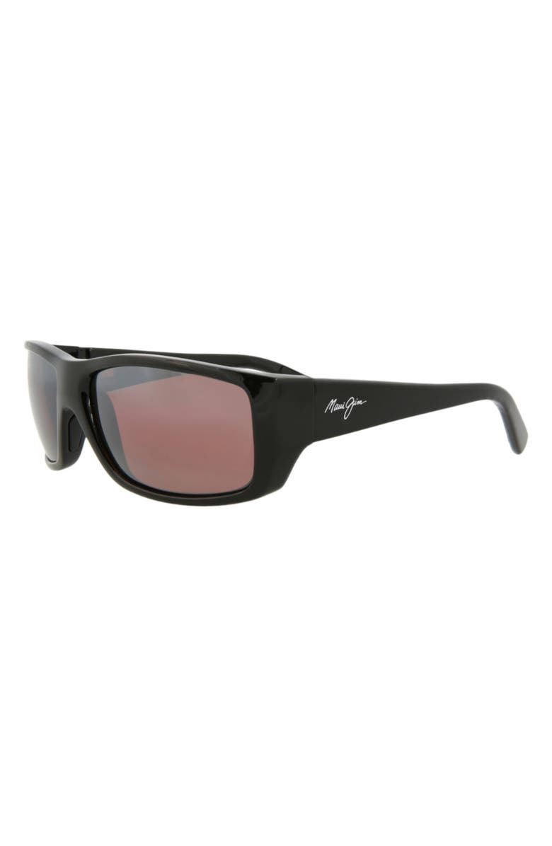 Maui Jim 61mm Rectangle Polarized Sunglasses, Alternate, color, Black Black Rose