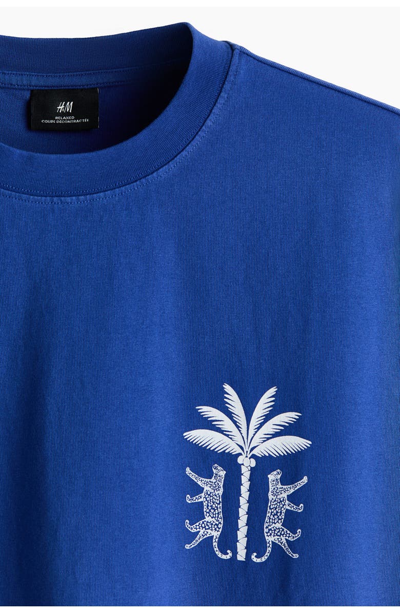 H&M Relaxed Fit Printed Cotton T-shirt, Alternate, color, Blue/Hotel Imaginaire