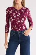 Renee C Floral Cowl Neck Jersey Top