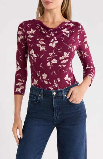 Floral Cowl Neck Jersey Top