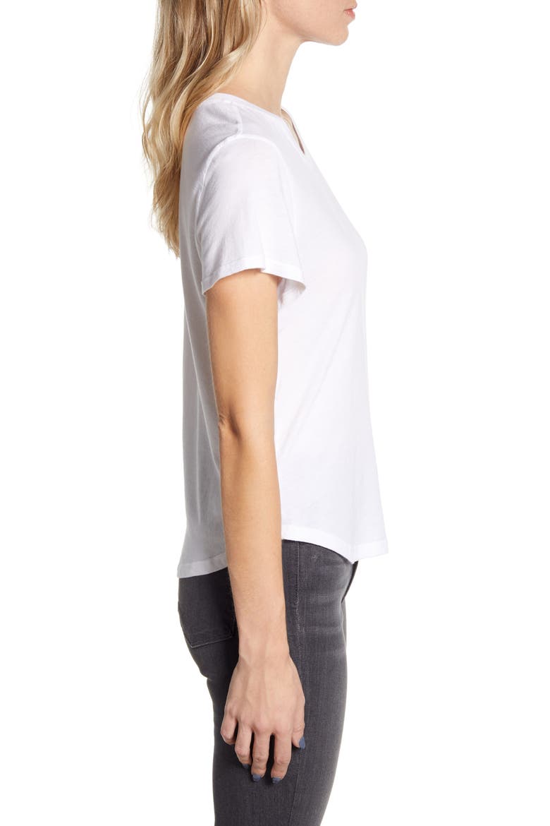 Abbie Crewneck Cotton Blend Tee, Alternate, color, WHITE