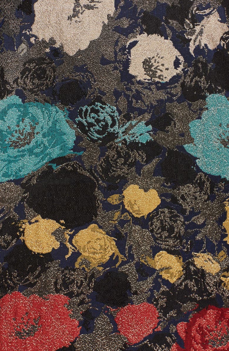 Tahari Floral Metallic Jacquard Fit & Flare Dress, Alternate, color,