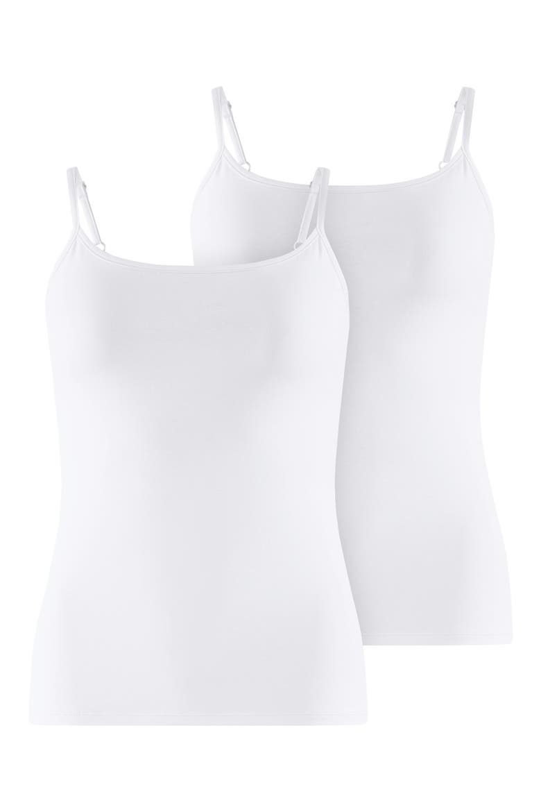 Daily Comfort 2-Pack Stretch Cotton Camisoles, Alternate, color, WHITE