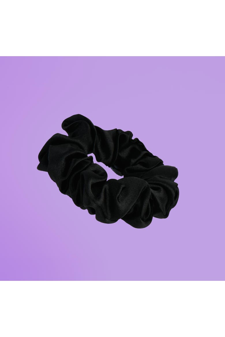 Large Satin Hair Scrunchies, Alternate, color, Black