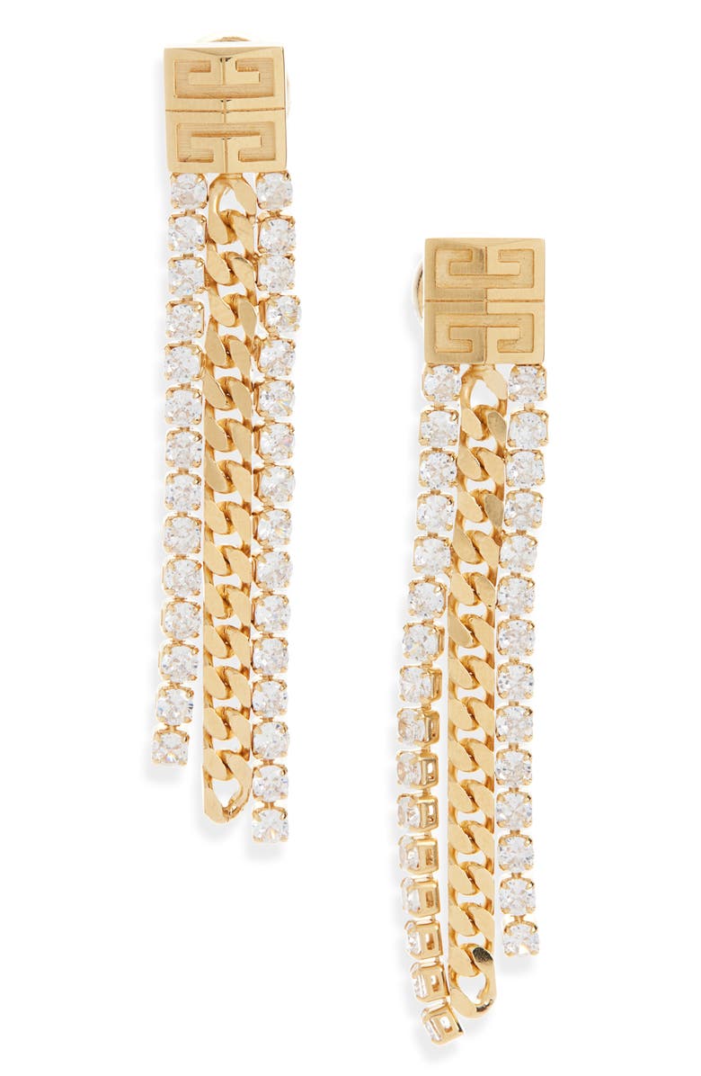 Givenchy 4G Crystal Chain Drop Earrings, Main, color, Golden Yellow