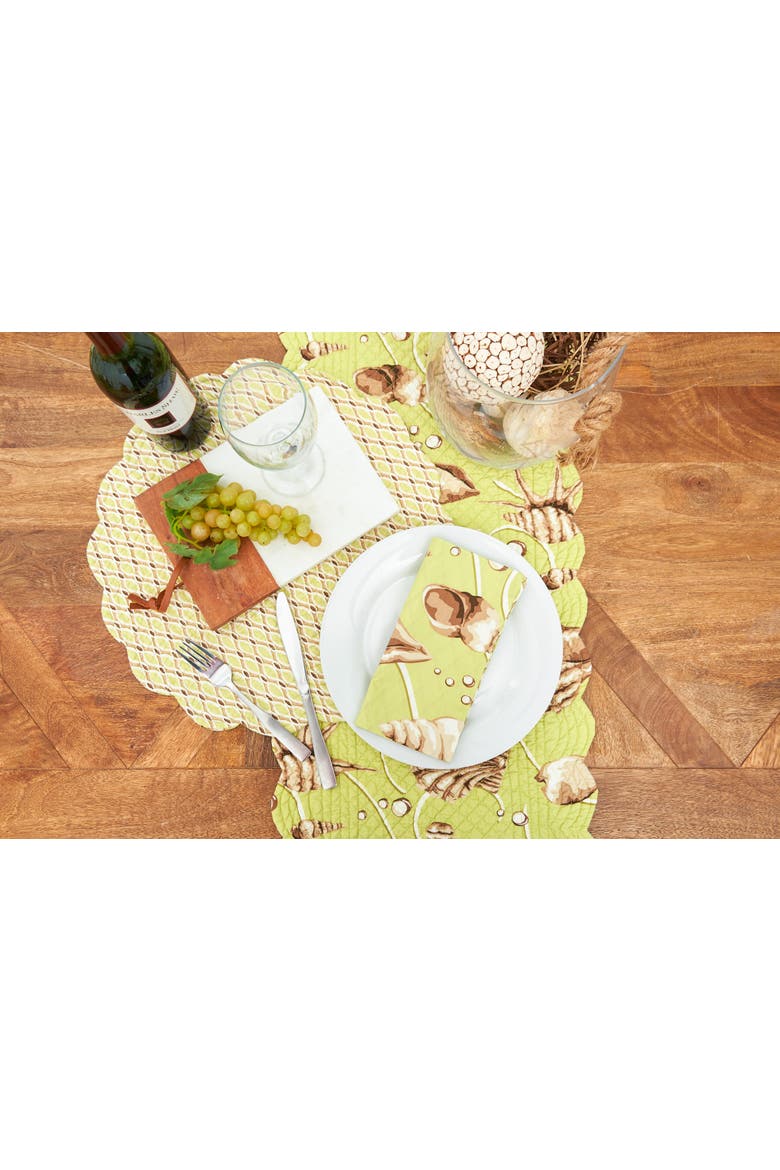 Calypso Cotton Quilted Rectangular Reversible Placemats Set of 6, 13" x 19", Alternate, color, Green