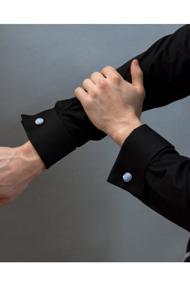 Twill Silk Cufflinks, Alternate, color, Sky Blue