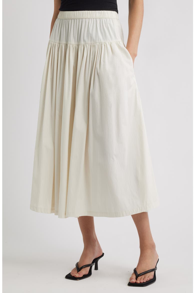 Tiered Cotton Poplin Maxi Skirt, Main, color, IVORY TOFU