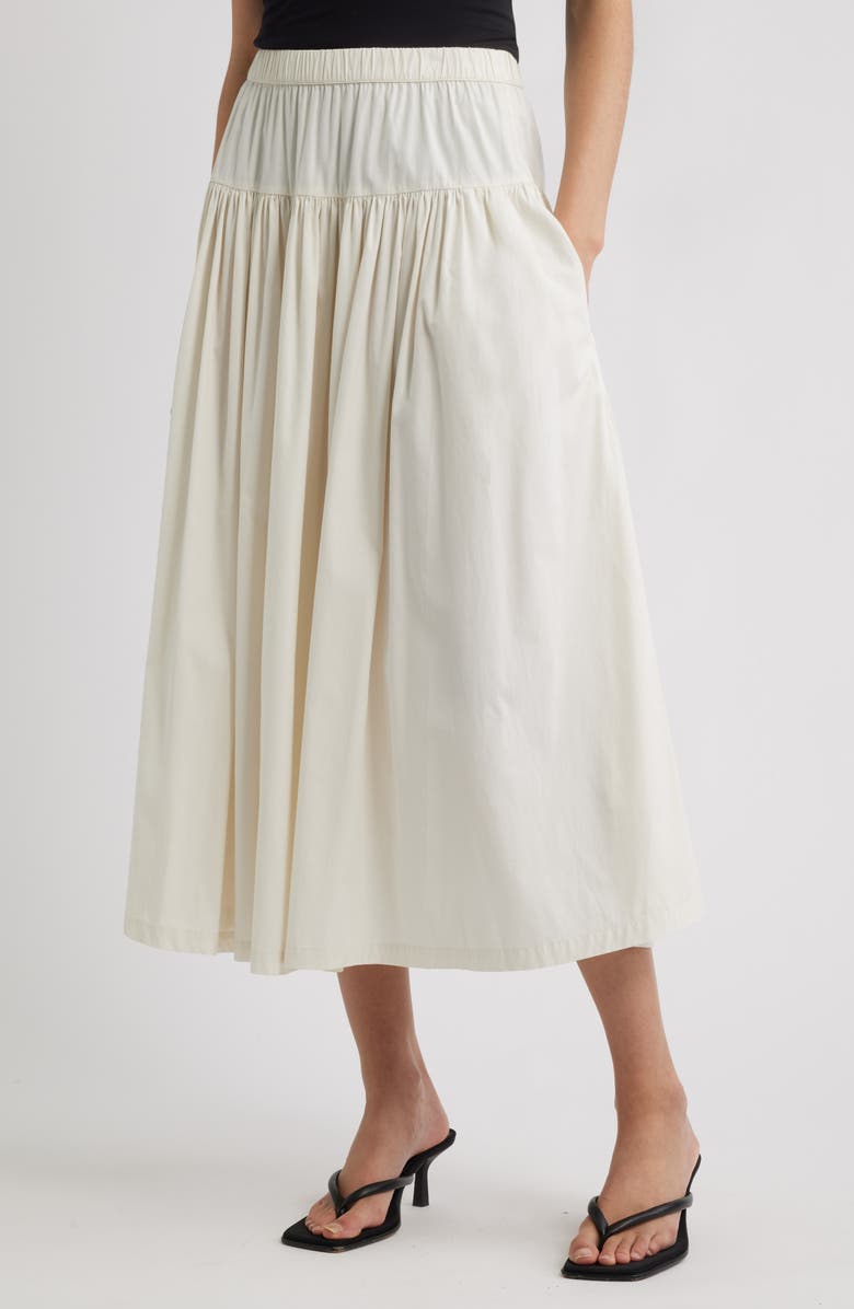 Nordstrom Tiered Cotton Poplin Maxi Skirt, Main, color, Ivory Tofu