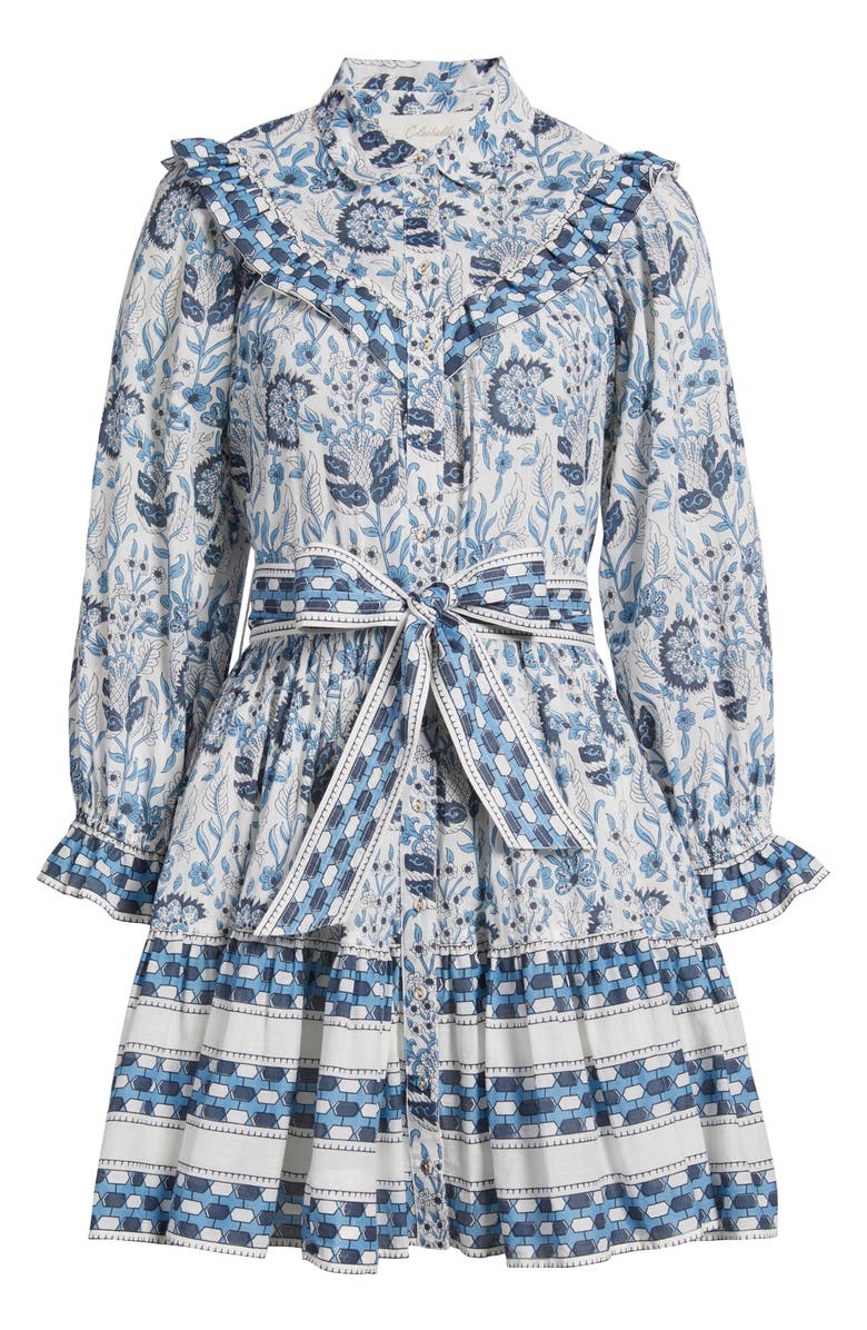 Cleobella Lotte Long Sleeve Mini Shirtdress, Alternate, color, 