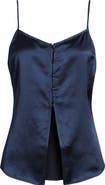 Open Edit Split Front Satin Button-Up Camisole