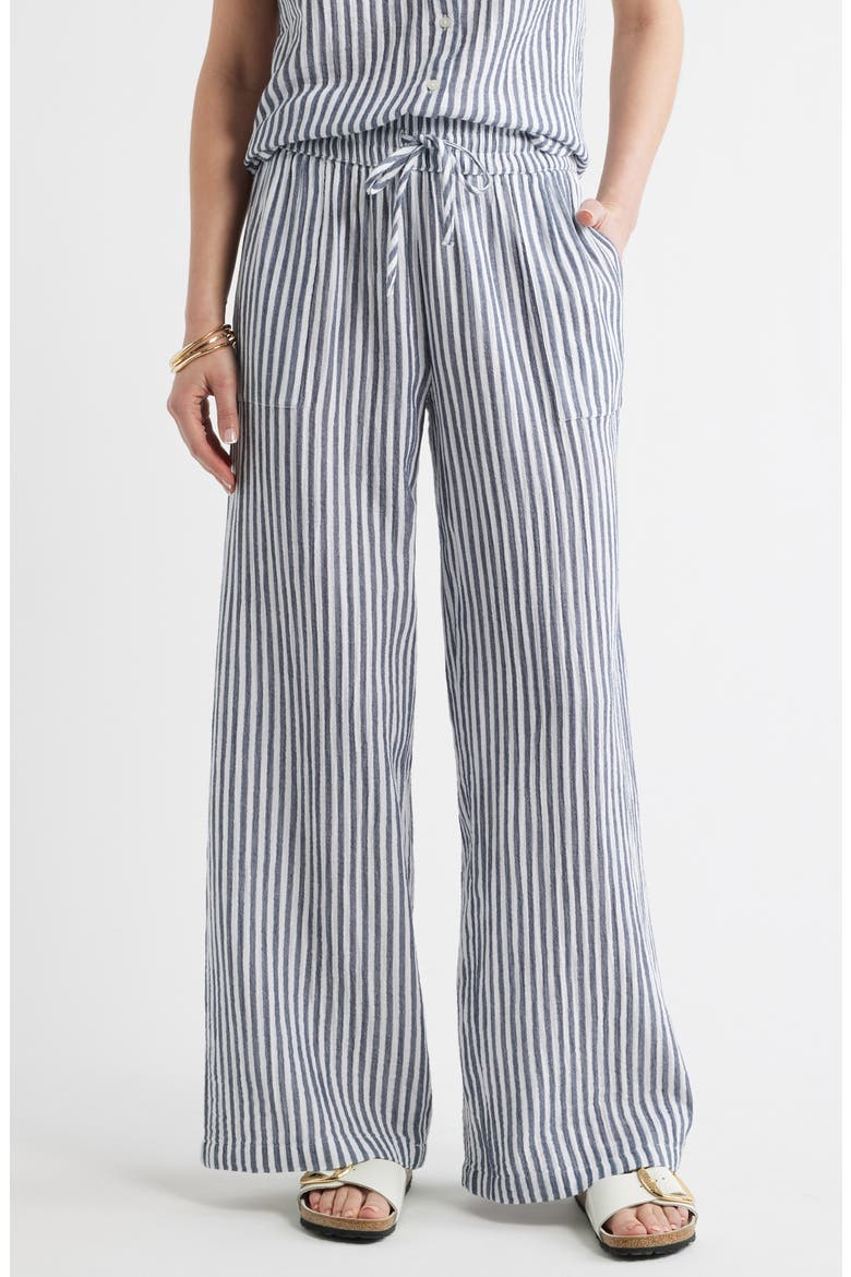 Wide Leg Gauze Pants, Main, color, NAVY- WHITE BRIANNE STRIPE