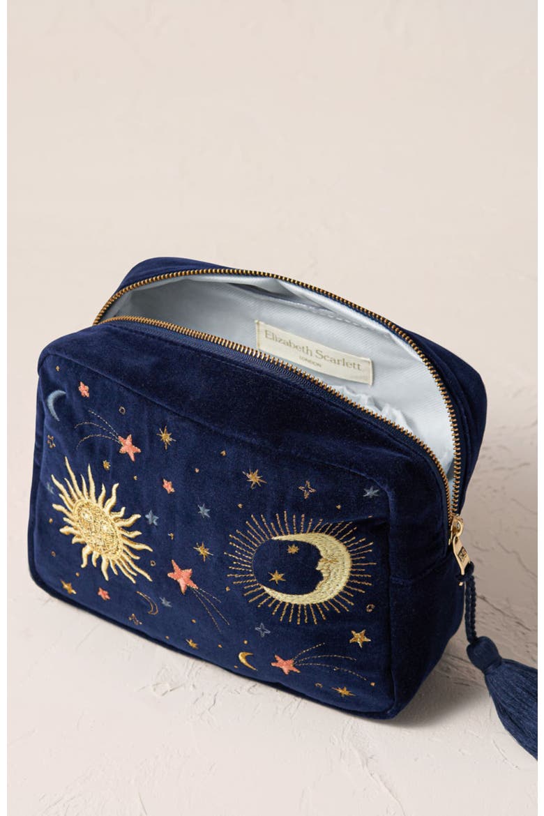 Celestial Velvet Wash Bag, Alternate, color, Navy