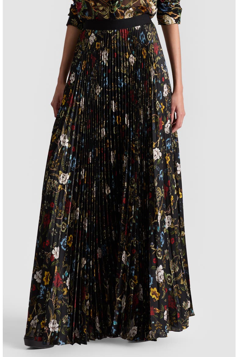 Katz Pleated Maxi Skirt, Main, color, TAPESTRY TRAILS/ BLACK