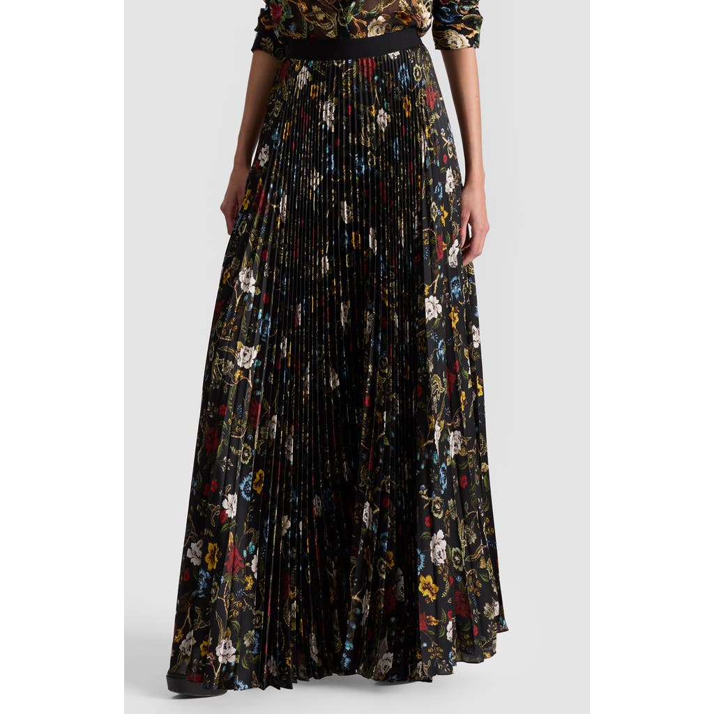 Alice And Olivia Katz Pleated Maxi Skirt In Green