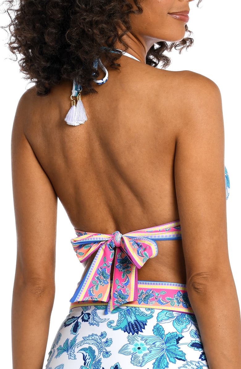 La Blanca 'Shirred Brilliance' Halter Bikini Top, Alternate, color, 