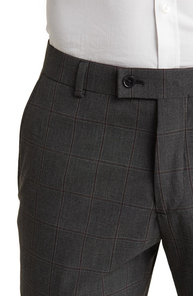 SAVILE ROW CO Charcoal Grey Plaid Notched Lapel Suit, Alternate, color,