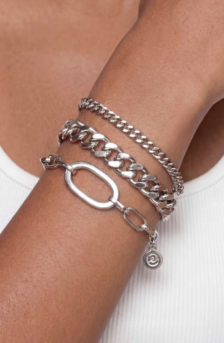 Ettika Set of 3 Chain Link Bracelets, Alternate, color, Silver