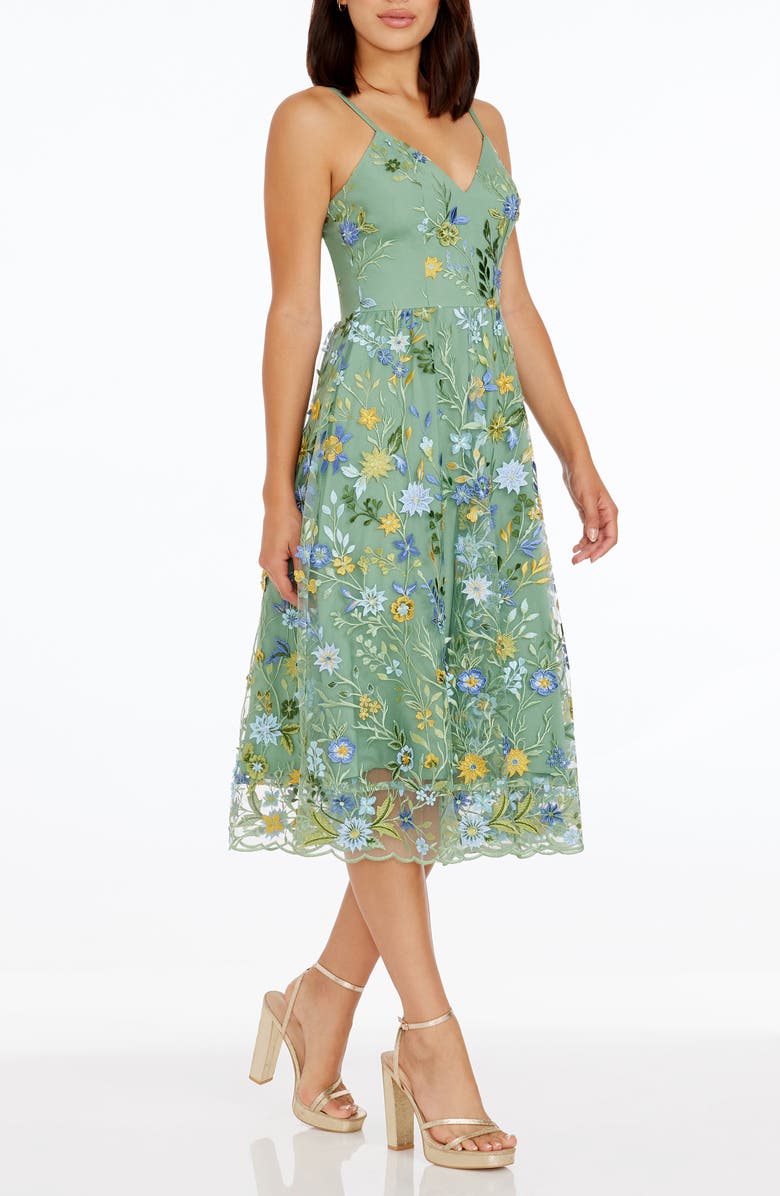 Dress the Population Maren Floral Embroidery Cocktail Dress, Alternate, color,