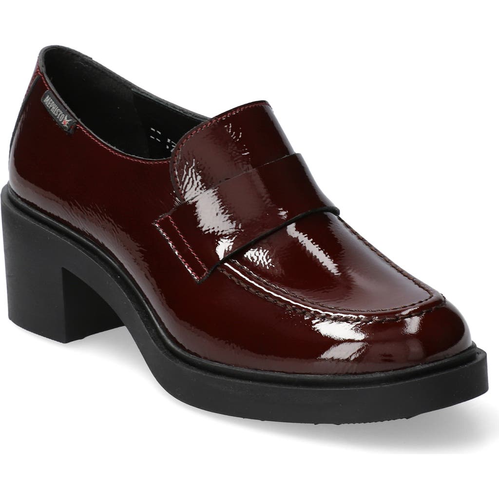 Mephisto Pamelia Patent Leather Loafer Pump in Oxblood
