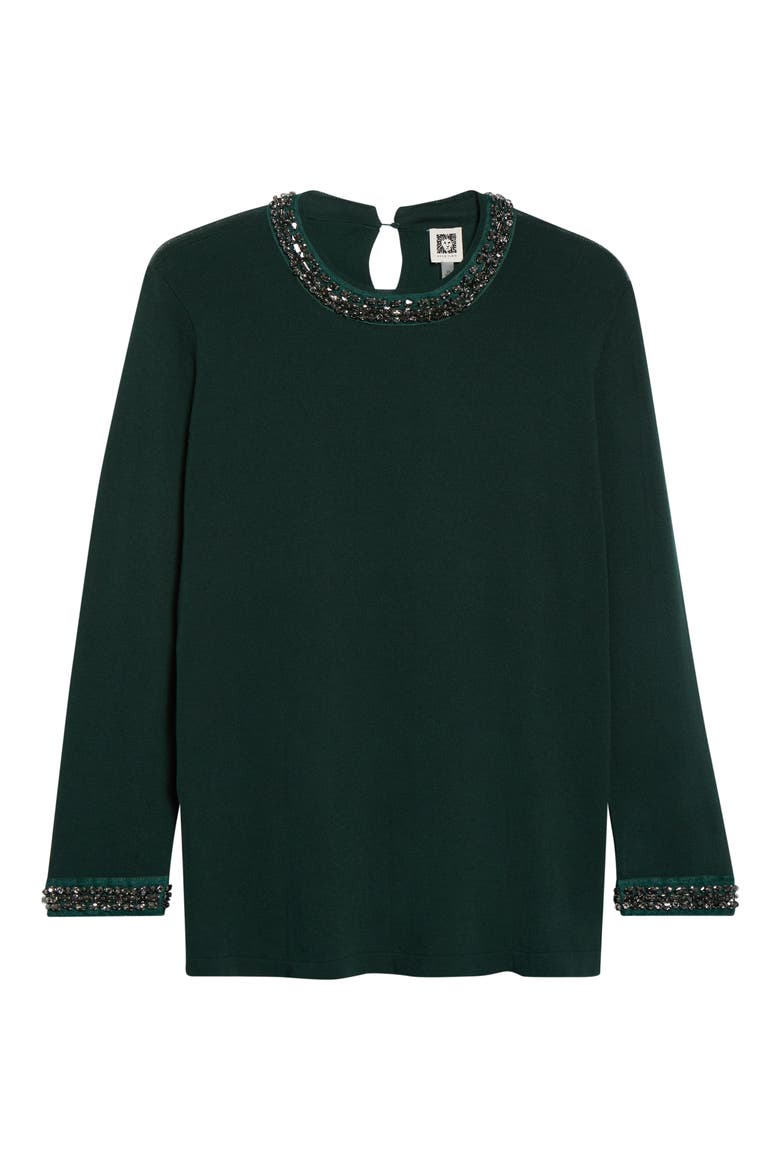 Rhinestone Embellished Sweater, Alternate, color, PINE FOREST