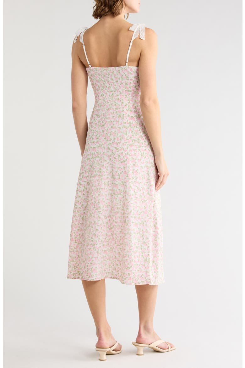 Floral Tie Shoulder Lace Trim Dress, Alternate, color, BLUSH FLORAL
