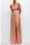 Off the Shoulder Satin Charmeuse Gown with Removable Sleeves