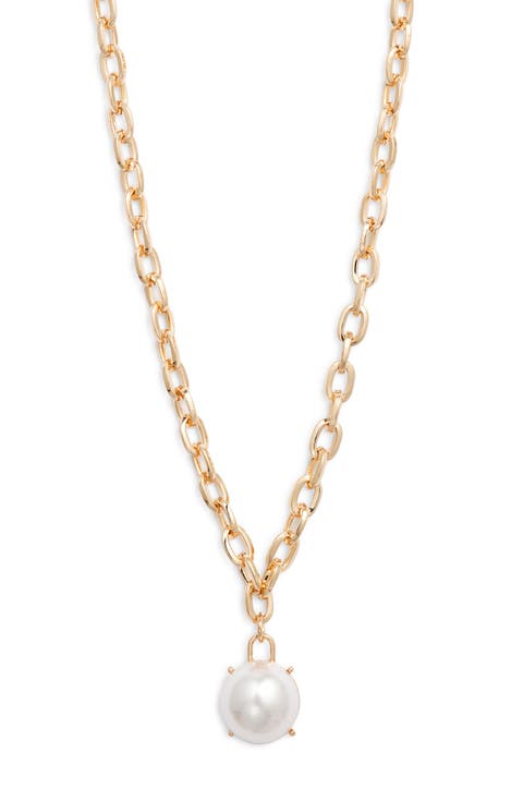 Faux Pearl Pendant Necklace
