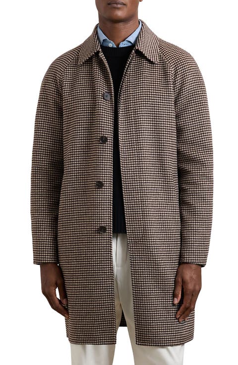 Morpeth Houndstooth Check Wool Blend Coat