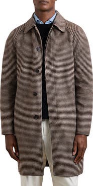 Reiss Morpeth Houndstooth Check Wool Blend Coat