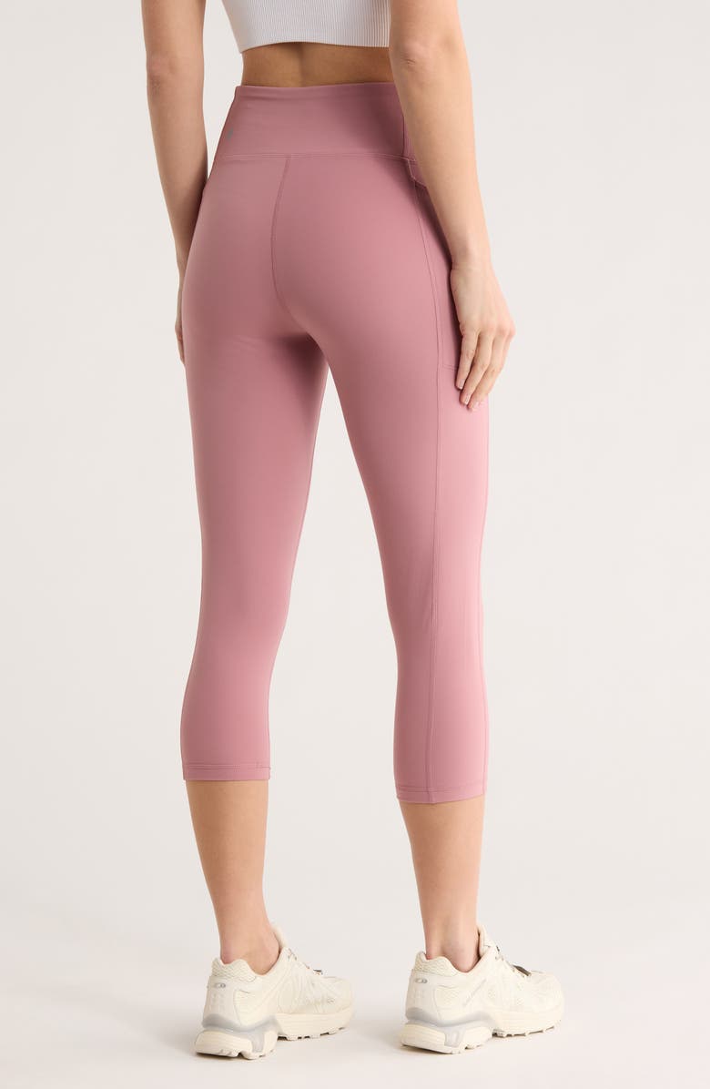 Zella Girl 2.0 Performance High Waist Pocket Crop Leggings, Alternate, color, Pink Nostalgia