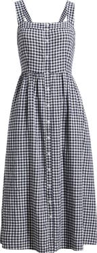 Caslon® Checkered Button Front Midi Dress