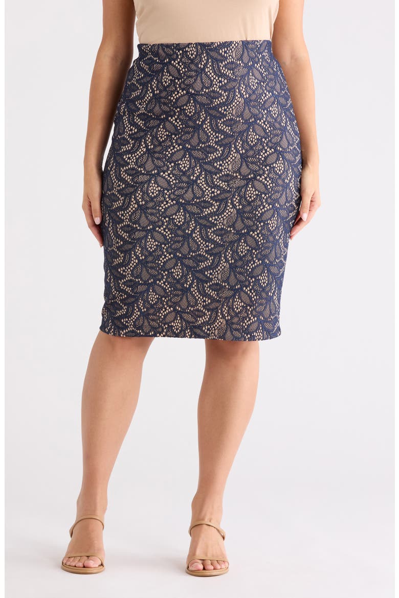 Jacquard Pencil Skirt, Main, color, NAVY