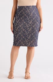 Renee C Jacquard Pencil Skirt