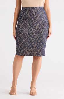 Renee C Jacquard Pencil Skirt