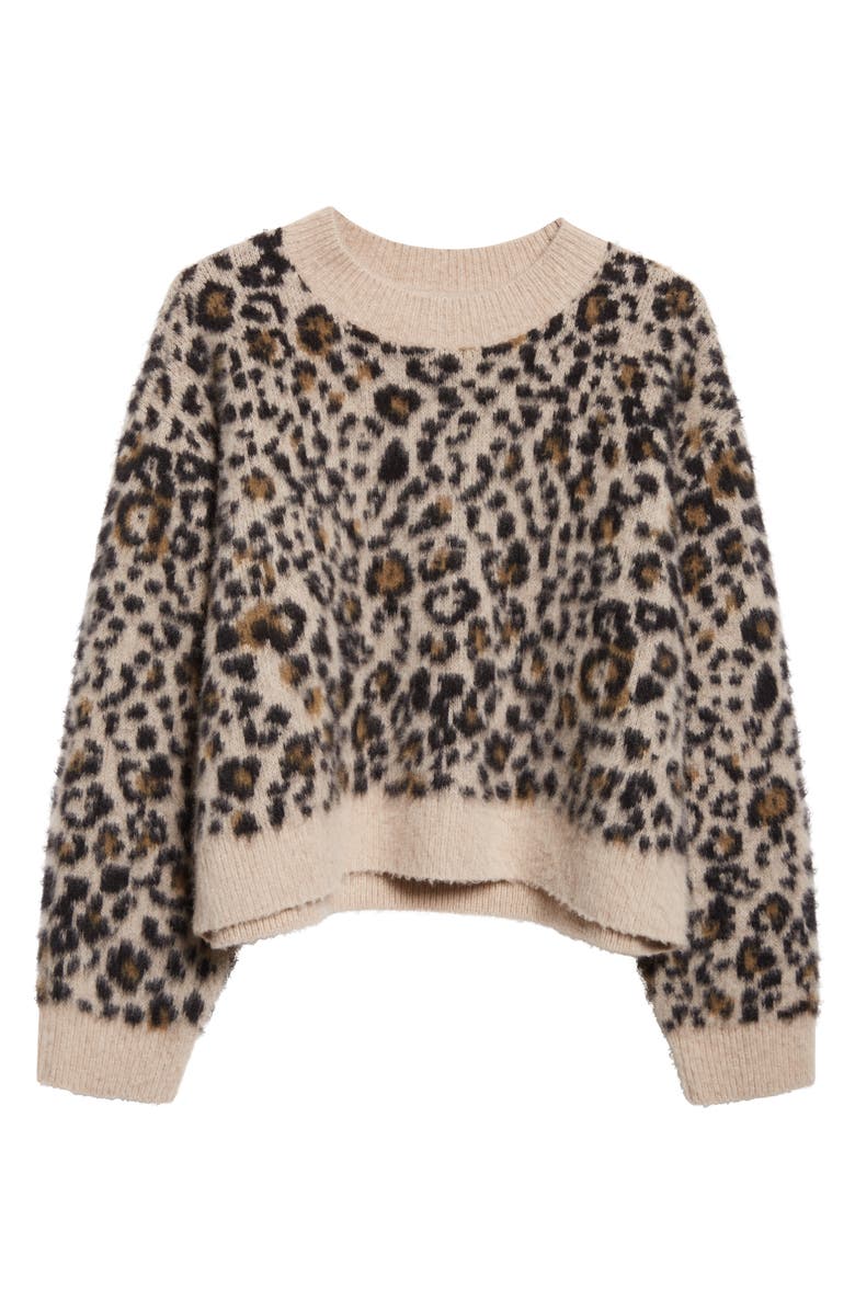 Nili Lotan Zamira Leopard Print Cashmere & Silk Sweater, Alternate, color, Jute Leopard