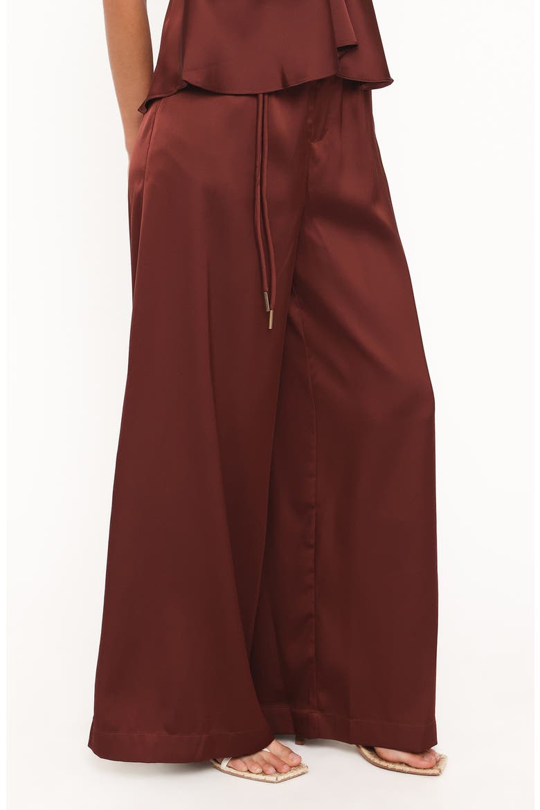 Vita High Waist Wide Leg Satin Pants, Alternate, color, BROWN