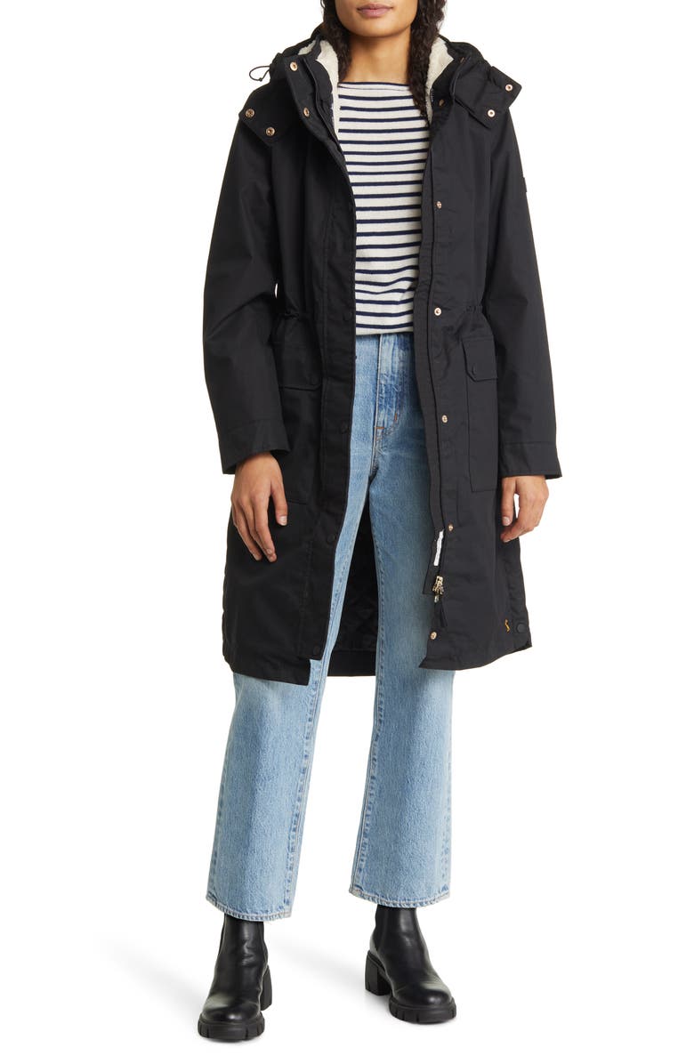 Joules Women's Loxley Cozy Long Waterproof Raincoat, Main, color, 