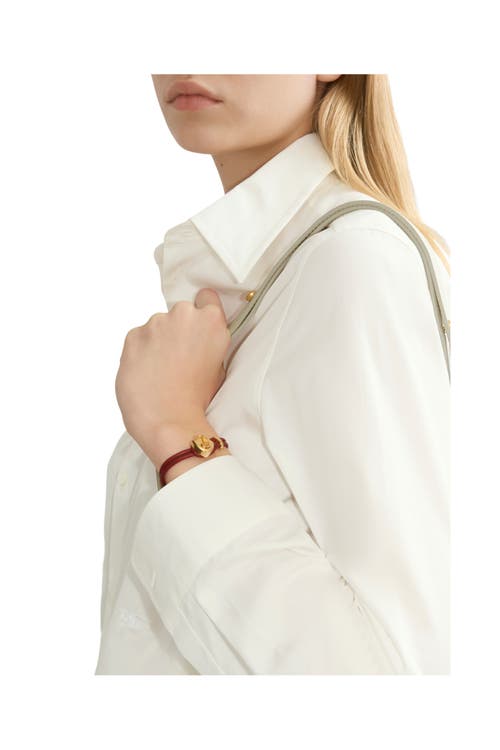 Burberry Leather B Shield Bracelet In Gold/rust