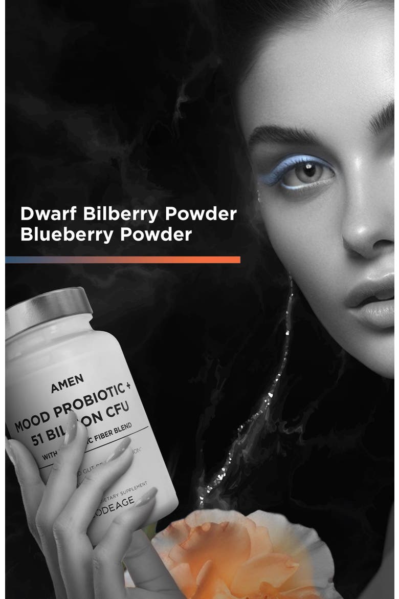 Amen Mood Probiotic 51 Billion CFUs + Prebiotics Supplement, Alternate, color, White